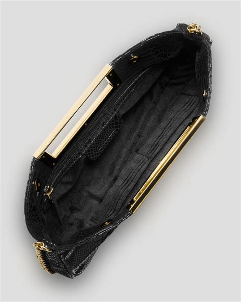 michael kors black python clutch